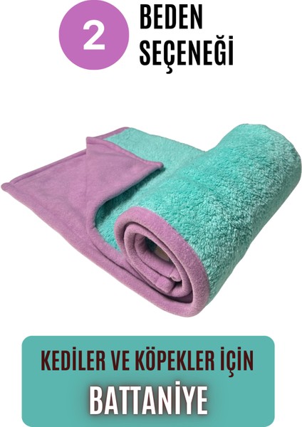 Çift Katlı, Yıkanabilir Kedi ve Köpek Battaniyesi L Beden (Mint)