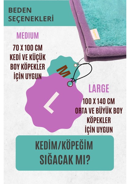 Çift Katlı, Yıkanabilir Kedi ve Köpek Battaniyesi L Beden (Mint) modelleri