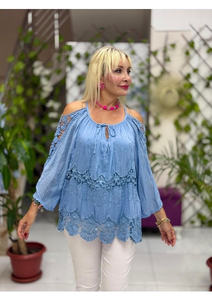 NC9740 Italyan Ipek Bluz Mavi fiyatları