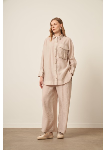 Kadın Modal Cepli Takım Beige 30717