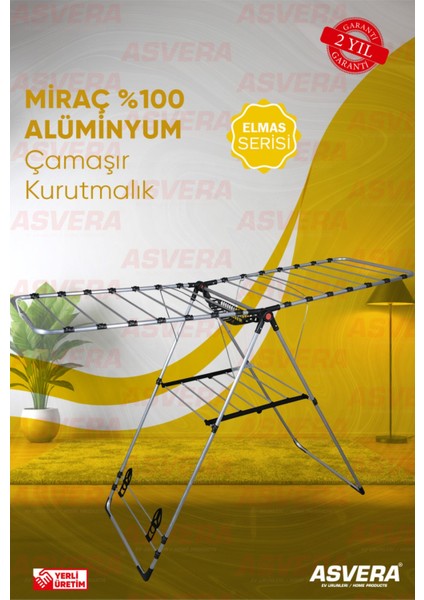Safir Serisi – Miraç %100 Alüminyum Çamaşır Kurutmalık | Katlanır Full-Alüminyum Çamaşır Askısı modelleri
