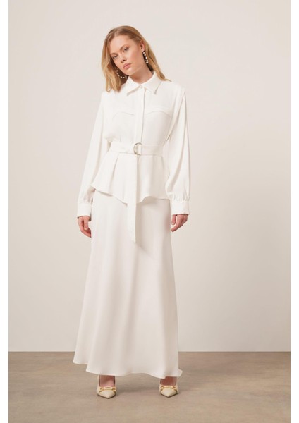 Kadın Piar Etekli Takım Ekru 31148