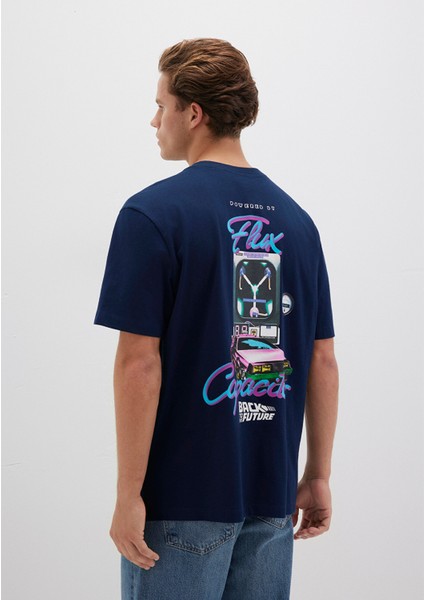 Back To The Future Baskılı Lacivert Tişört 0612925-89353