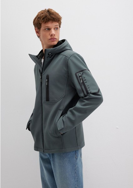 Kapüşonlu Yeşil Ceket 0110264-71598