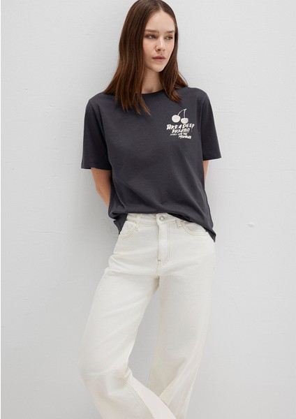 Baskılı Antrasit Tişört 1613484-70087