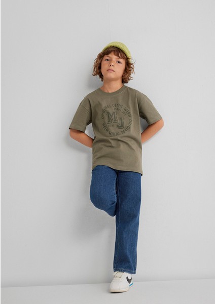 Mj Logo Baskılı Haki Tişört 6610395-86961
