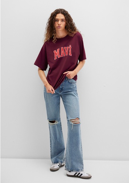 Mavi Logo Baskılı Bordo Tişört 1600843-90705