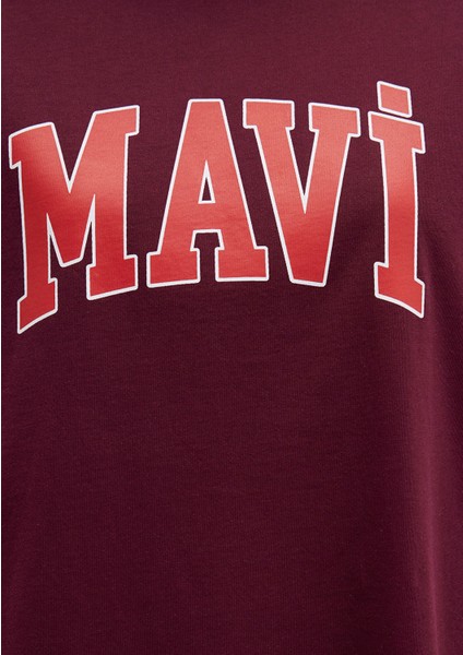Mavi Logo Baskılı Bordo Tişört 1600843-90705