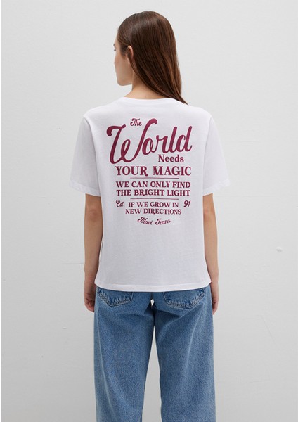 Baskılı Beyaz Tişört 1613486-620