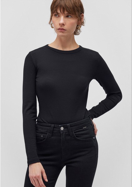 Uzun Kollu Siyah Basic Tişört 1612817-900