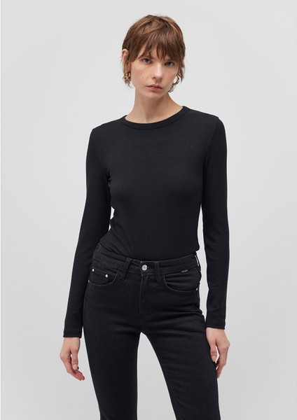 Uzun Kollu Siyah Basic Tişört 1612817-900