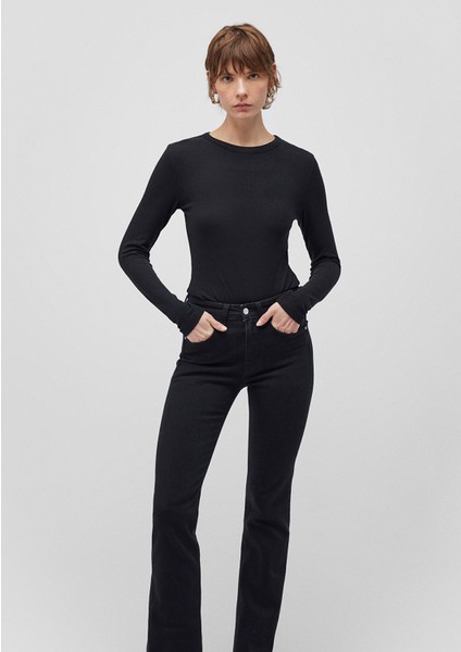 Uzun Kollu Siyah Basic Tişört 1612817-900