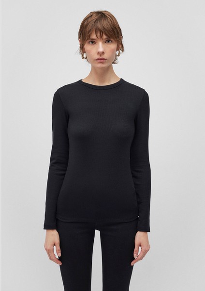 Uzun Kollu Siyah Basic Tişört 1612817-900