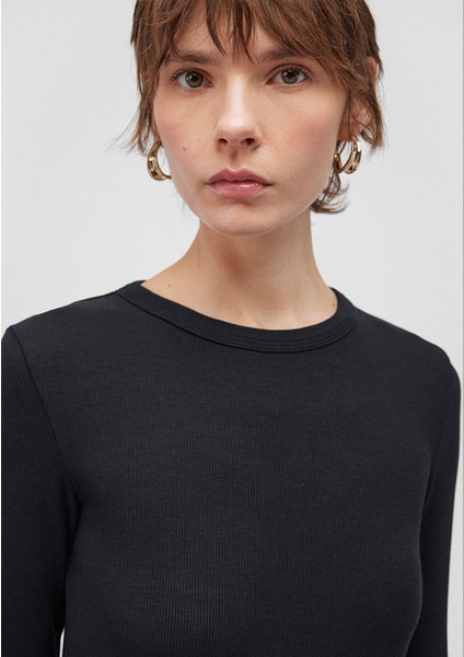 Uzun Kollu Siyah Basic Tişört 1612817-900