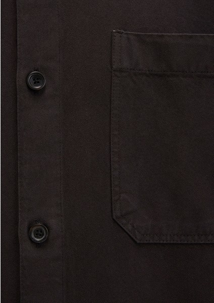 Tencel TM Liyosel Karışımlı Kahverengi Gömlek 0211649-70219