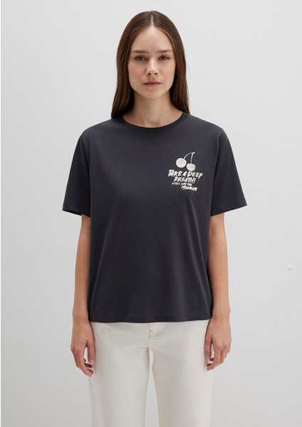 Baskılı Antrasit Tişört 1613484-70087