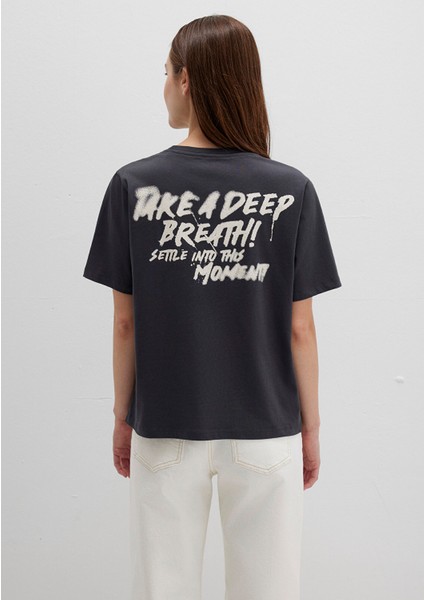 Baskılı Antrasit Tişört 1613484-70087