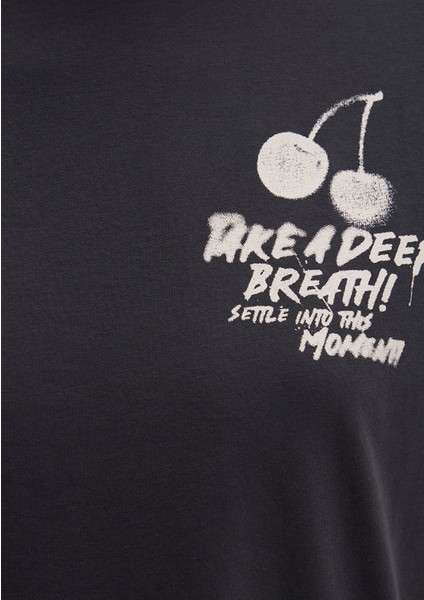 Baskılı Antrasit Tişört 1613484-70087