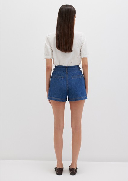 Kemer Detaylı Denim Şort 1410214-86971
