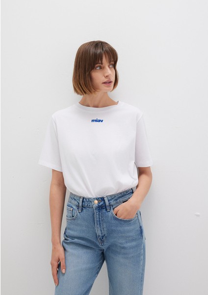Mini Miav Baskılı Beyaz Tişört 1612452-620