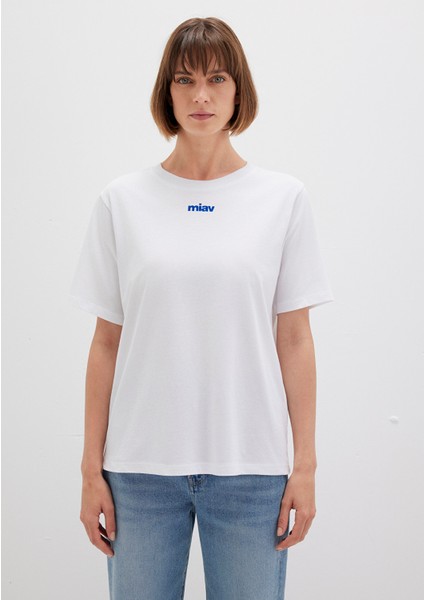 Mini Miav Baskılı Beyaz Tişört 1612452-620