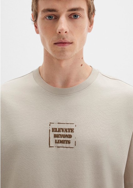 Baskılı Bej Tişört 0612837-70039