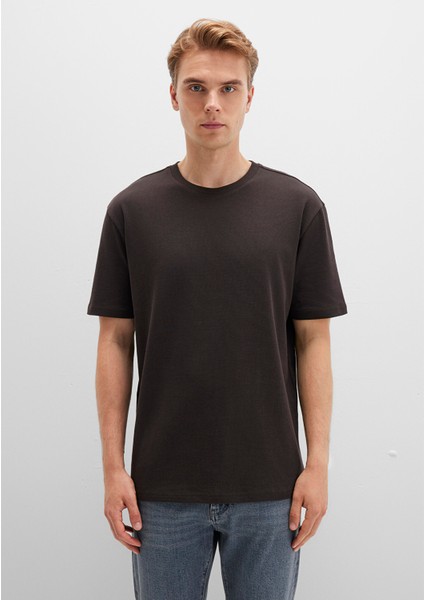 Bisiklet Yaka Kahverengi Basic Tişört 0611596-70219