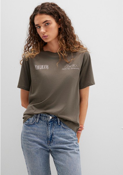 Sırt Baskılı Yeşil Tişört 1613487-71550