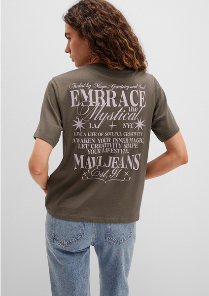 Sırt Baskılı Yeşil Tişört 1613487-71550