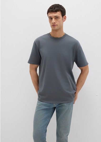 Bisiklet Yaka Antrasit Basic Tişört 0611596-80776