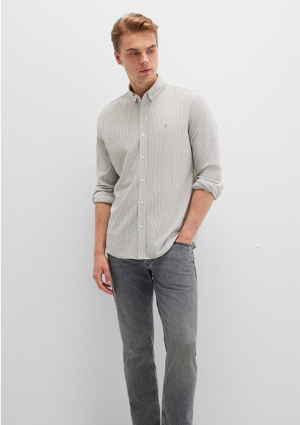 Çizgili Haki Gömlek 0211402-91332