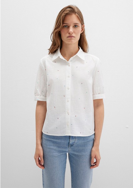 Çiçek Baskılı Ekru Gömlek 1210060-90701