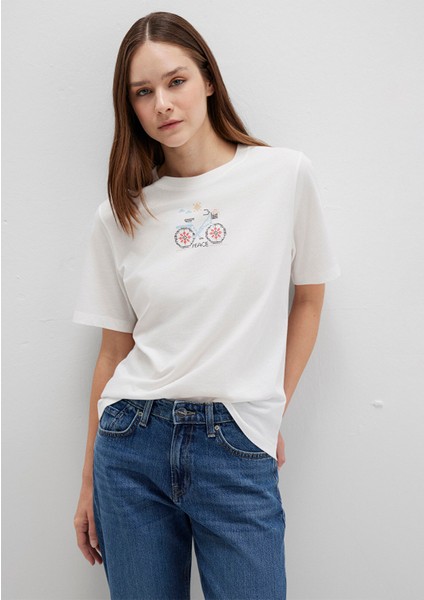 Bisiklet Baskılı Ekru Tişört 1613469-70057