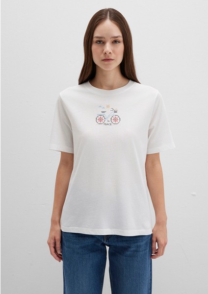 Bisiklet Baskılı Ekru Tişört 1613469-70057