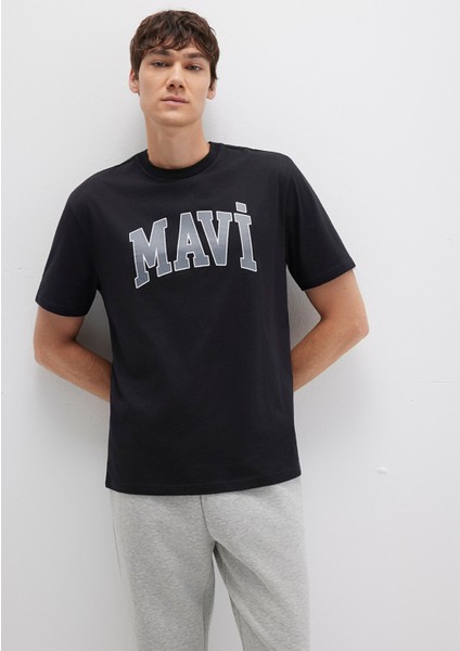 Mavi Logo Baskılı Siyah Tişört 0611711-900