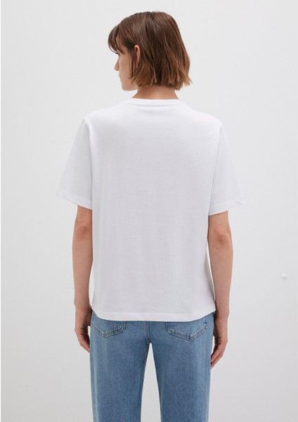 Mavi Nakışlı Beyaz Tişört 1612421-620