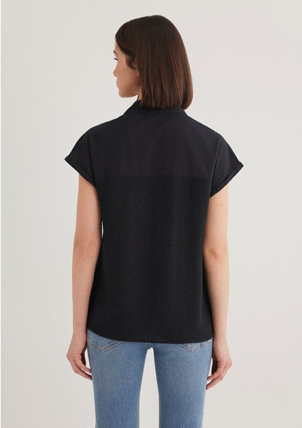 Kısa Kollu Siyah Bluz 1210801-900