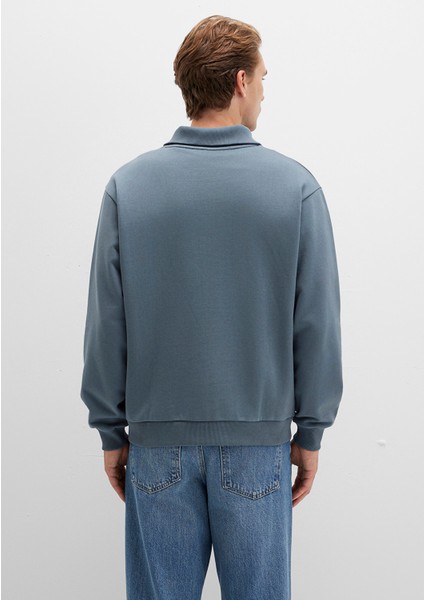 Yarı Fermuarlı Polo Yaka Yeşil Sweatshirt 0S10368-80889