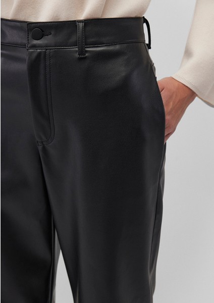 Siyah Suni Deri Pantolon 1010867-900