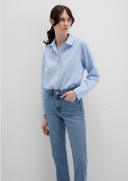 Mini Baskılı Mavi Gömlek 1210030-84655