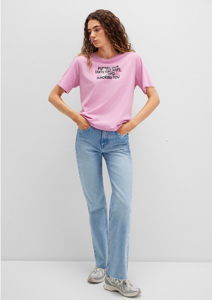 Kedi Baskılı Pembe Tişört 1613473-71031