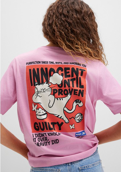 Kedi Baskılı Pembe Tişört 1613473-71031