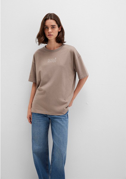 Mavi Logo Baskılı Bej Tişört 1611592-70364