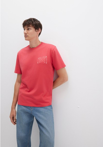 1991 Baskılı Pembe Tişört 0612908-71079