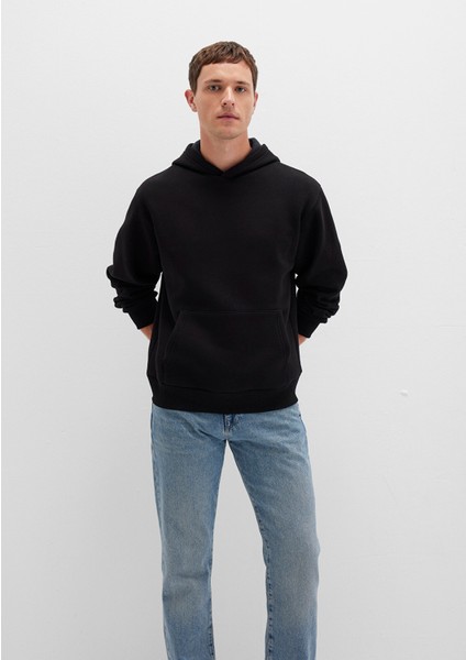 Kapüşonlu Siyah Basic Sweatshirt 0S10275-900