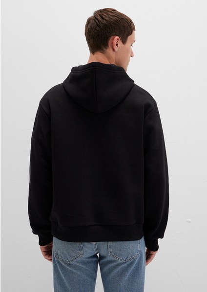 Kapüşonlu Siyah Basic Sweatshirt 0S10275-900