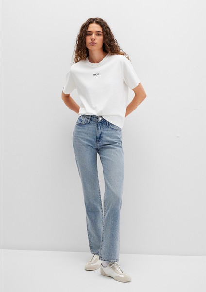 Mavi Logo Baskılı İnterlok Beyaz Tişört 1612829-80194