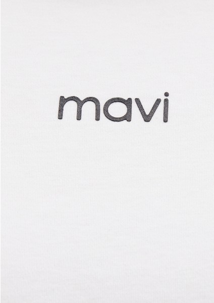 Mavi Logo Baskılı İnterlok Beyaz Tişört 1612829-80194