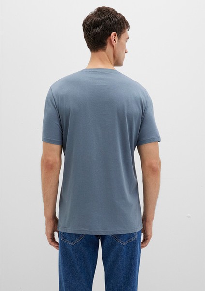 Mavi Logo Baskılı Gri Tişört 065781-80889