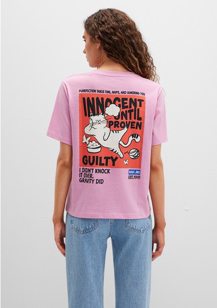 Kedi Baskılı Pembe Tişört 1613473-71031